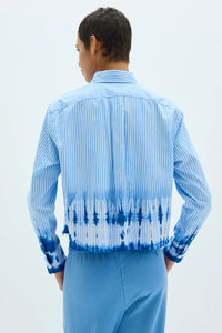 RAQUEL ALLEGRA-Cropped Painter Shirt Blue