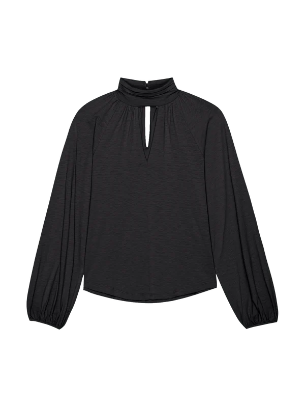 NATION- Rosalie Keyhole Blouse Jet Black