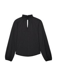 NATION- Rosalie Keyhole Blouse Jet Black