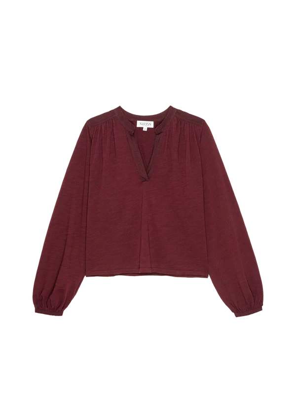 NATION-Maya V-Neck Top Bordeaux