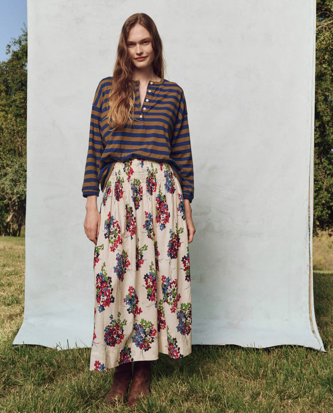 THE GREAT-The Viola Skirt Oasis Floral