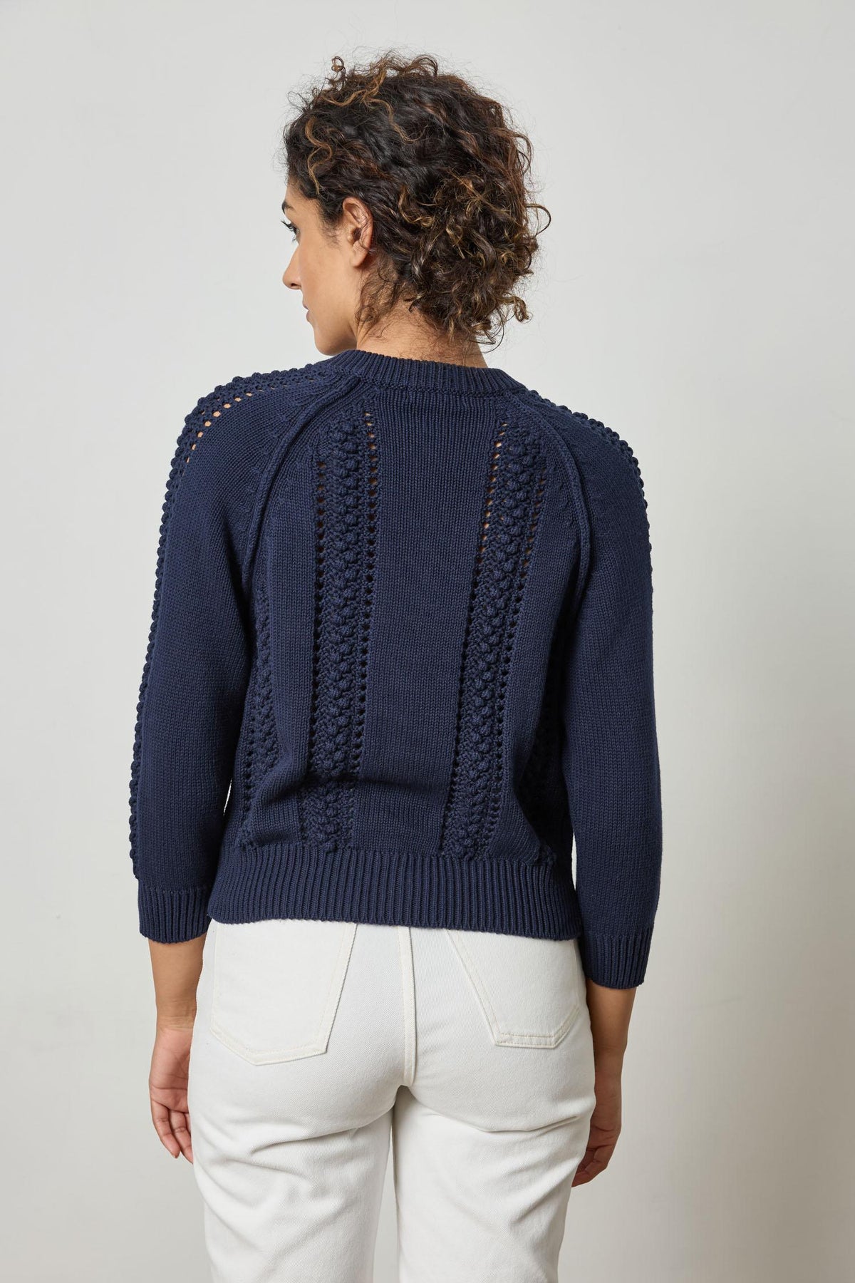 LILLA P-3/4 Sleeve Raglan Cardigan Navy