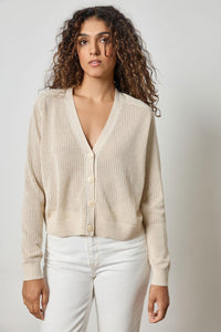 LILLA P-Saddle Sleeve V-Neck Cardigan Husk