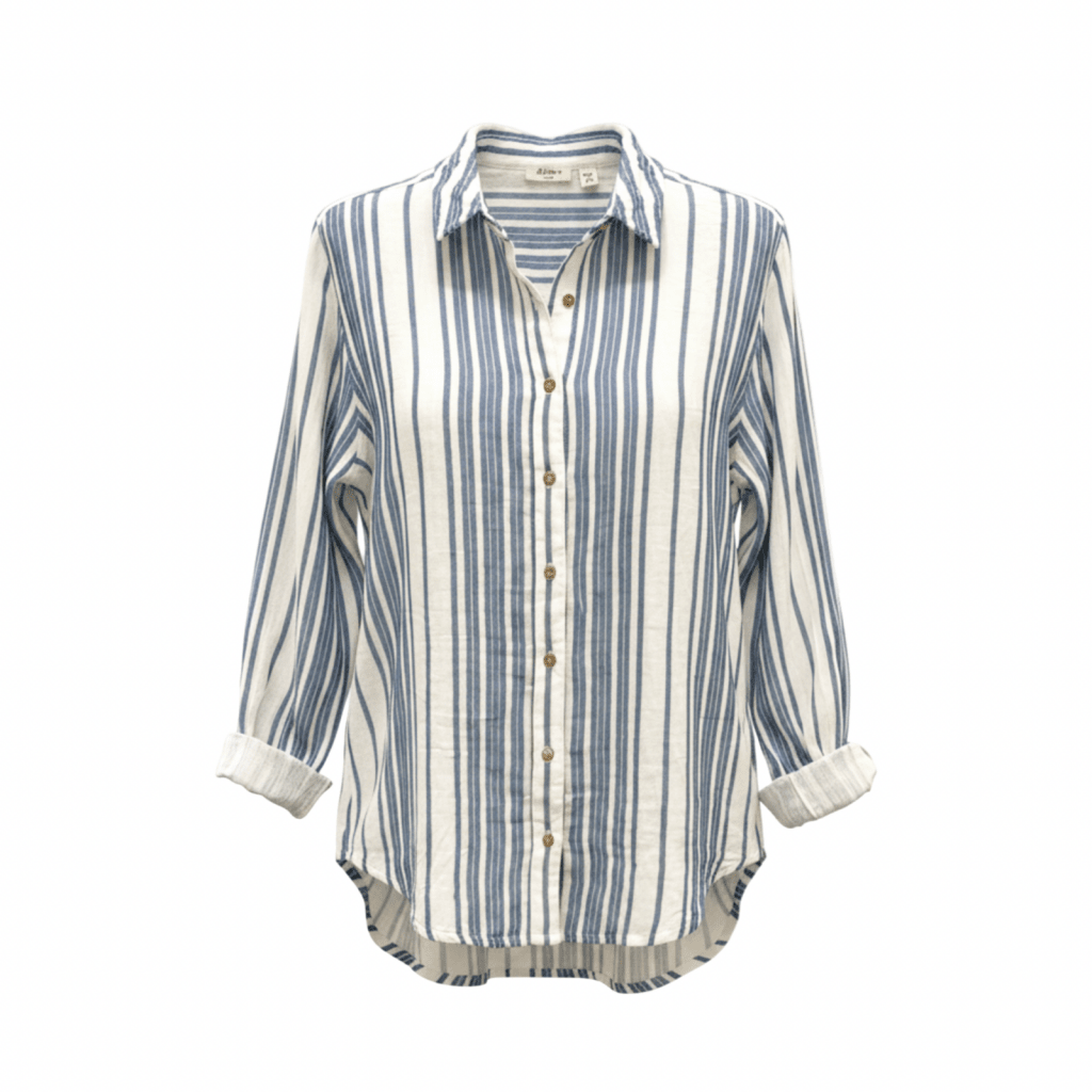DYLAN-Cabana Stripe Button-Up White/Blue
