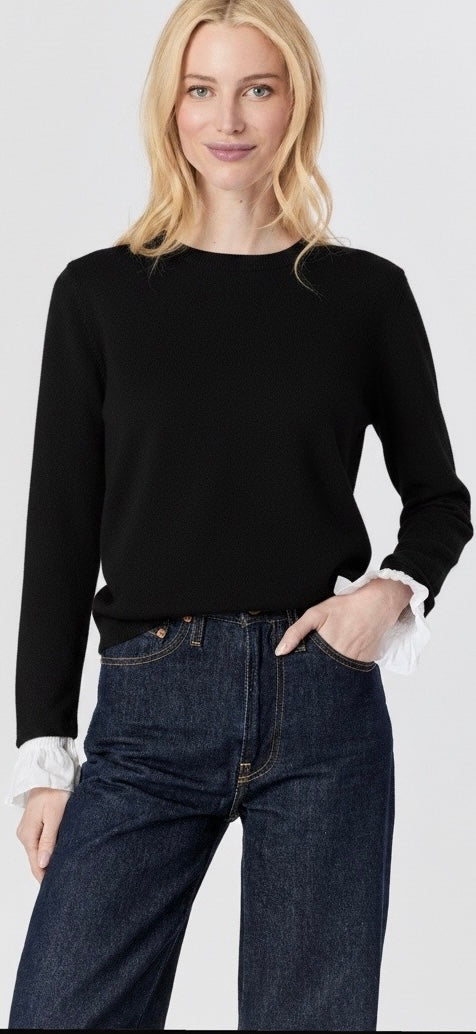 J SOCIETY-Crew with Ruffle Cuff Black