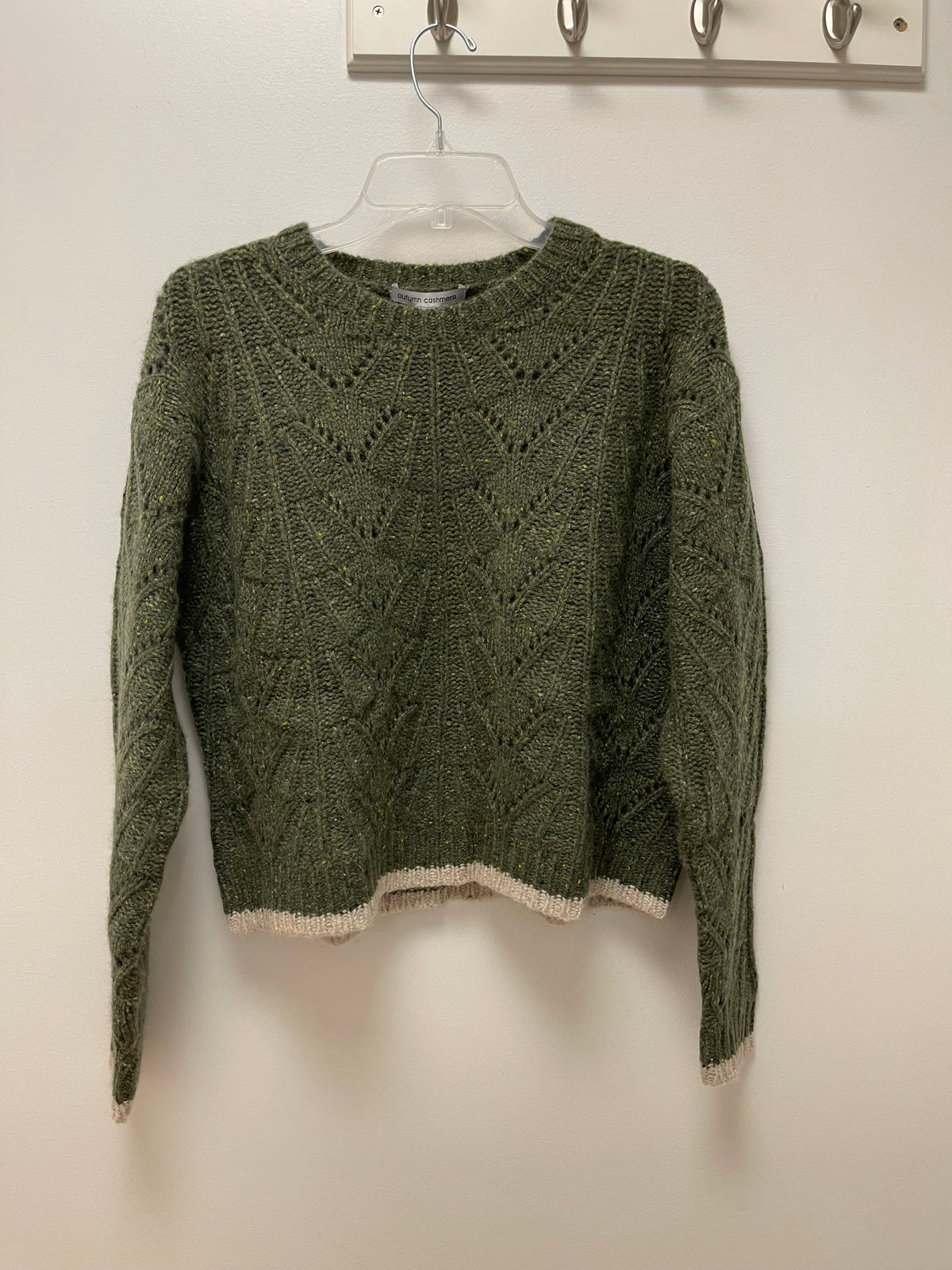AUTUMN CASHMERE-Boxy Shell Stitch Tipped Crew Marsh