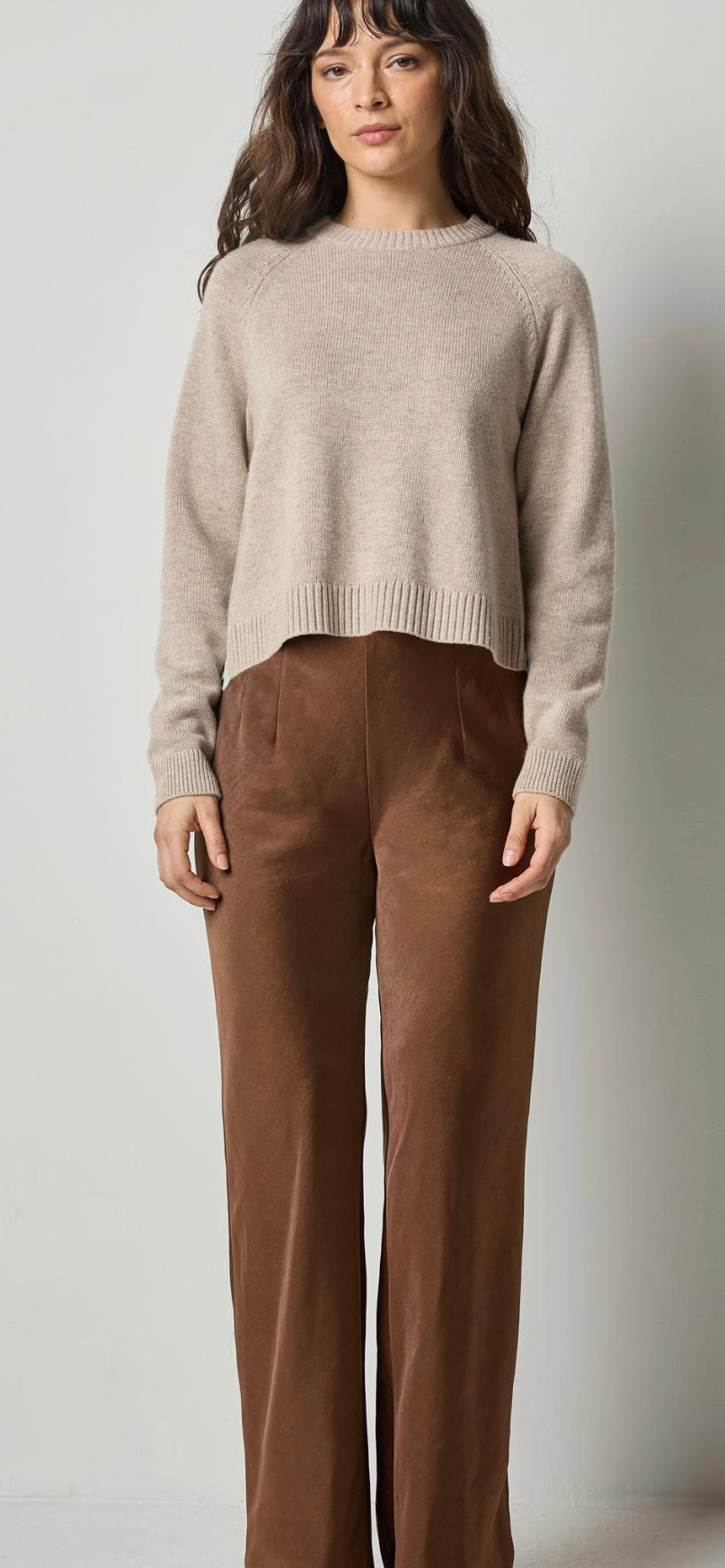 LILLA P-Pleat Back Raglan Sweater Wheat