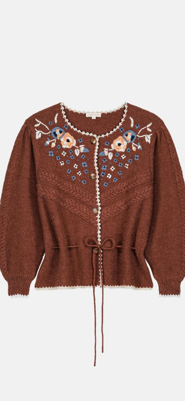 LOUSE MISHA-Cardigan Sandya Chestnut