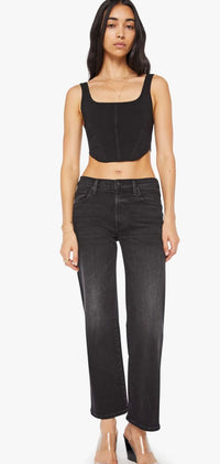 MOTHER-The Mid Rise Rambler Zip Flood Spiked Hair Art Flair