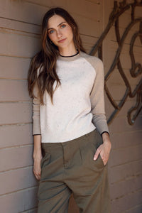 27 MILES- Proctor Cashmere Baseball Pullover Coconut/Oatmeal/Espresso