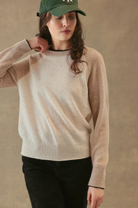 27 MILES- Proctor Cashmere Baseball Pullover Coconut/Oatmeal/Espresso