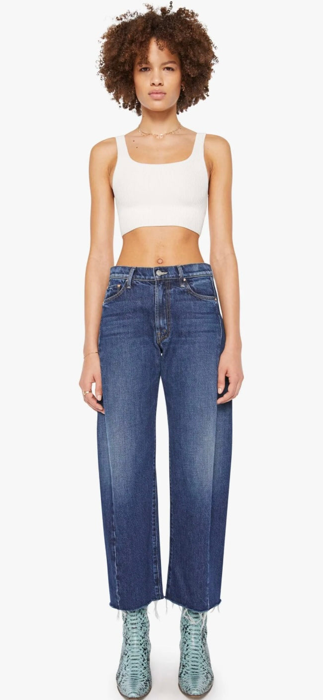 MOTHER-Mid Rise Full-Pipe Flood Fray Unplugged