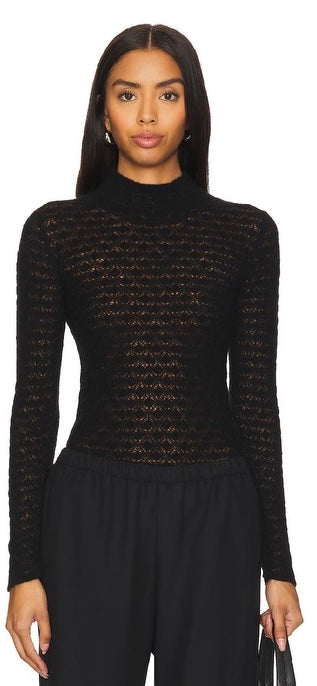 NAADAM-Lightweight Cashmere Pointelle Turtleneck Black