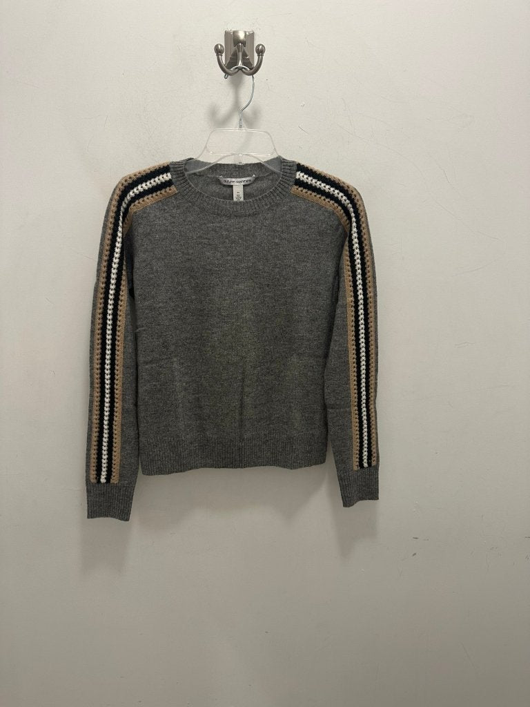 AUTUMN CASHMERE-Jersey Crew w/Chunky Racing Stripes Cement