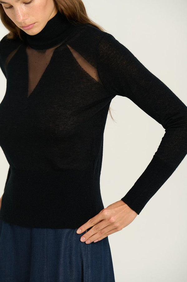 SITA MURT-High Neck Sweater with Intarsia