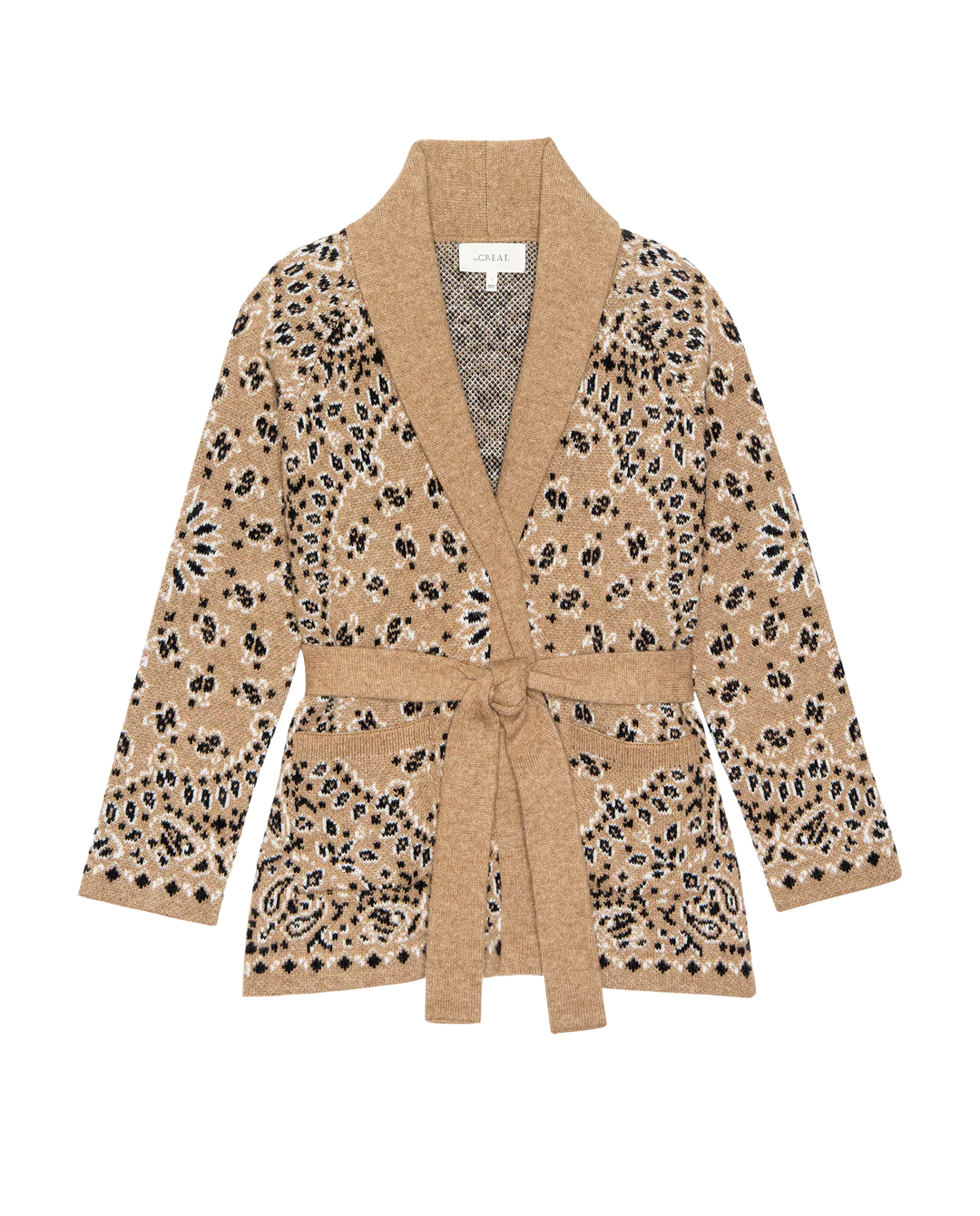 THE GREAT-The Bandana Riding Cardigan Camel