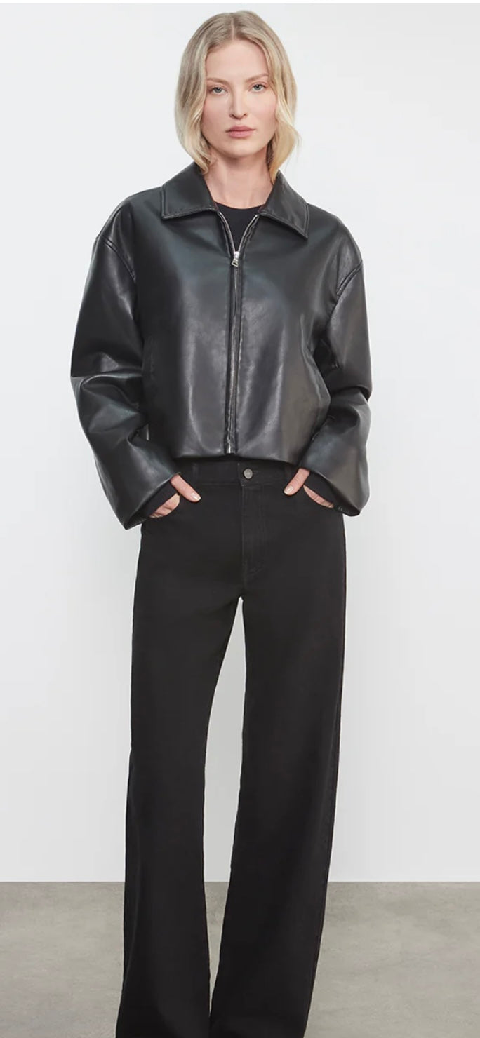 ENZA COSTA-Leather Minimal Jacket Black