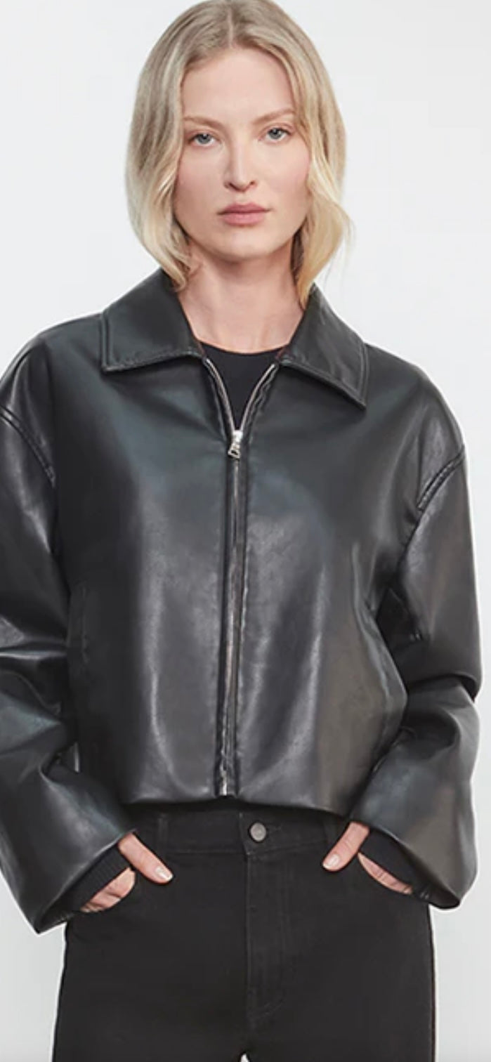 ENZA COSTA-Leather Minimal Jacket Black