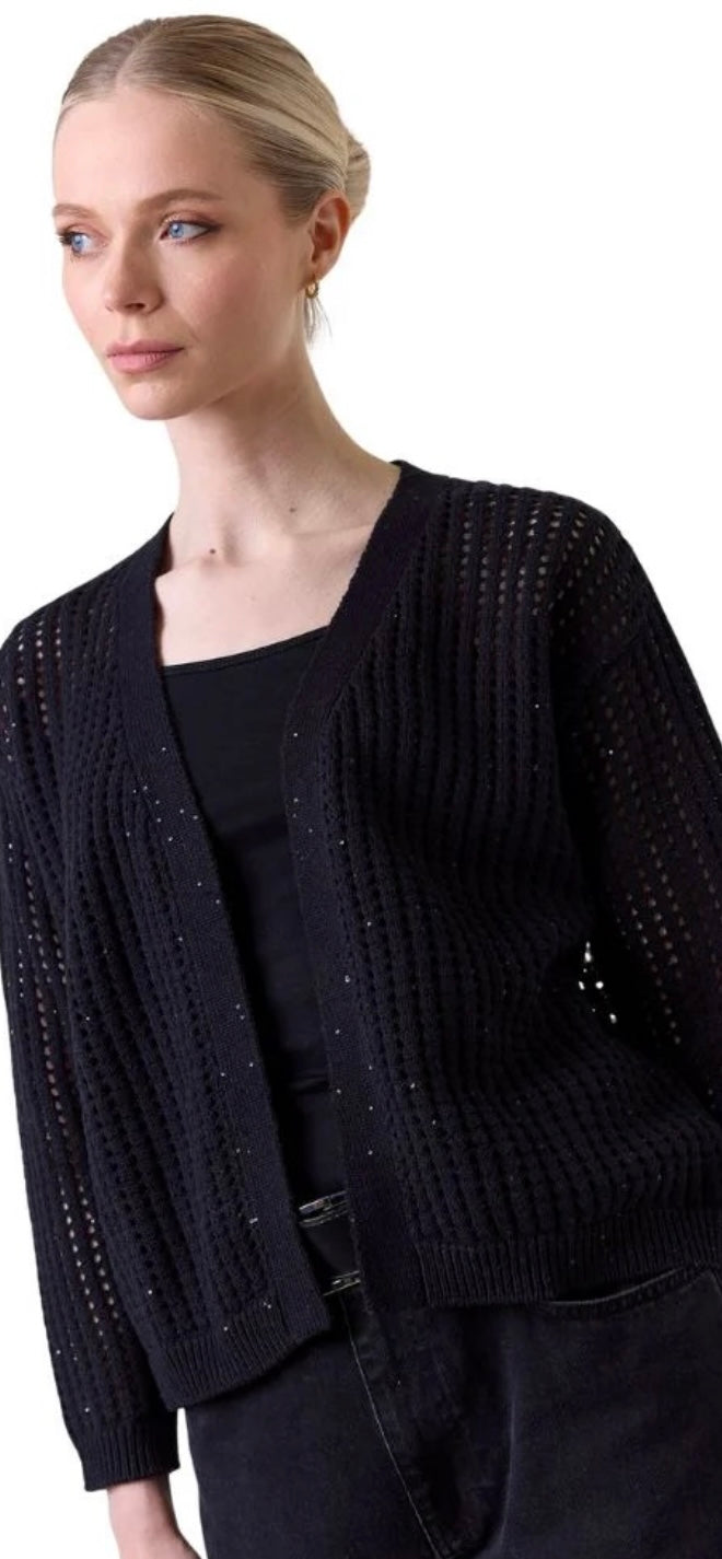 BRODIE-Astrid Sequin Cardigan Black