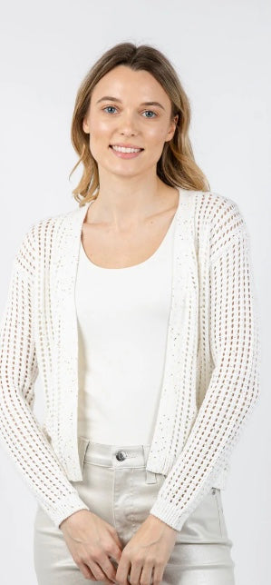 BRODIE-Astrid Sequin Cardigan Ivory