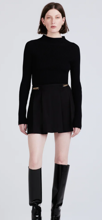 DEREK LAM-Filomena Knit Combo Pleated Mini Dress Black