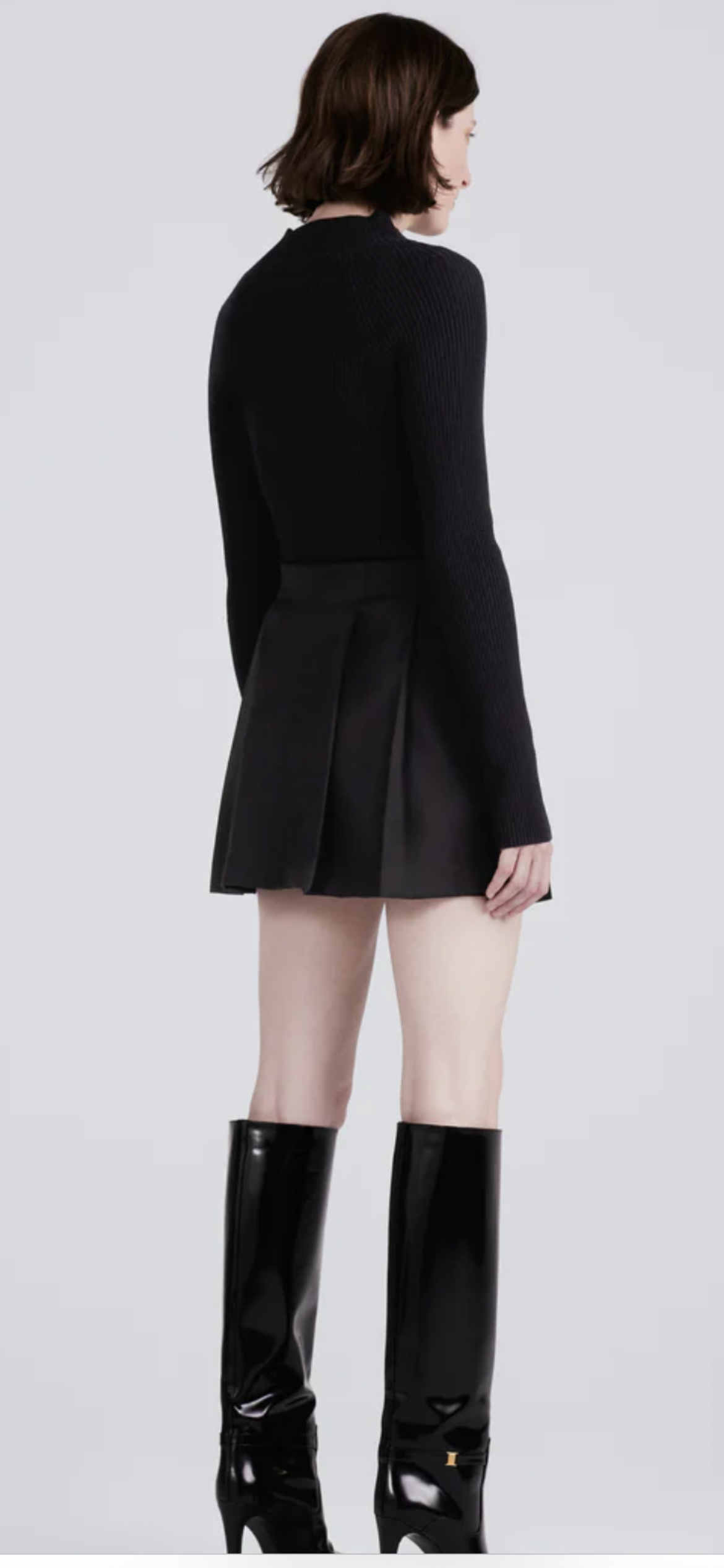 DEREK LAM-Filomena Knit Combo Pleated Mini Dress Black