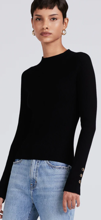 DEREK LAM-Kassandra Ribbed Mock Neck Sweater Black