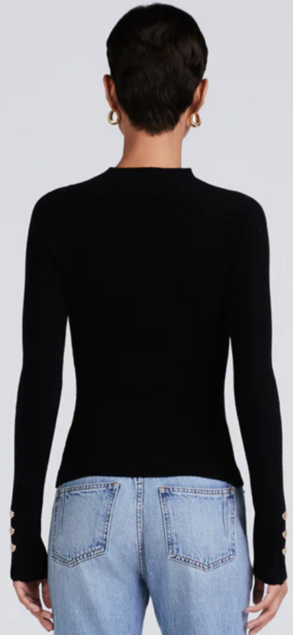 DEREK LAM-Kassandra Ribbed Mock Neck Sweater Black