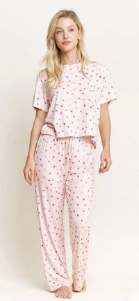HONEYDEW- All American Tee Pants Set in Mazipan Hearts