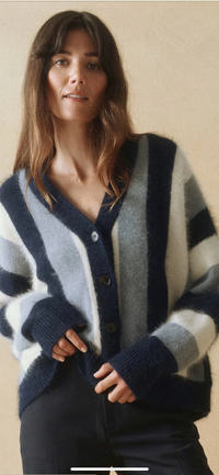 THE GREAT- The Fluffly Slouch Cardigan Navy Stripe