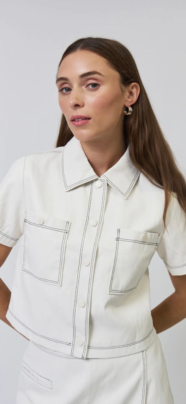 CENTRAL PARK WEST- Cheslea Vegan Cropped Jacket Bone