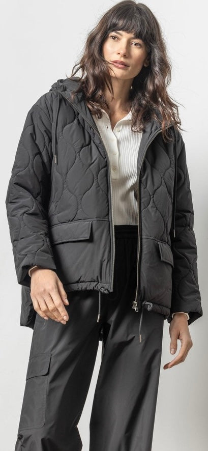 LILLA P-Nylon Quilted Jacket Jet Black