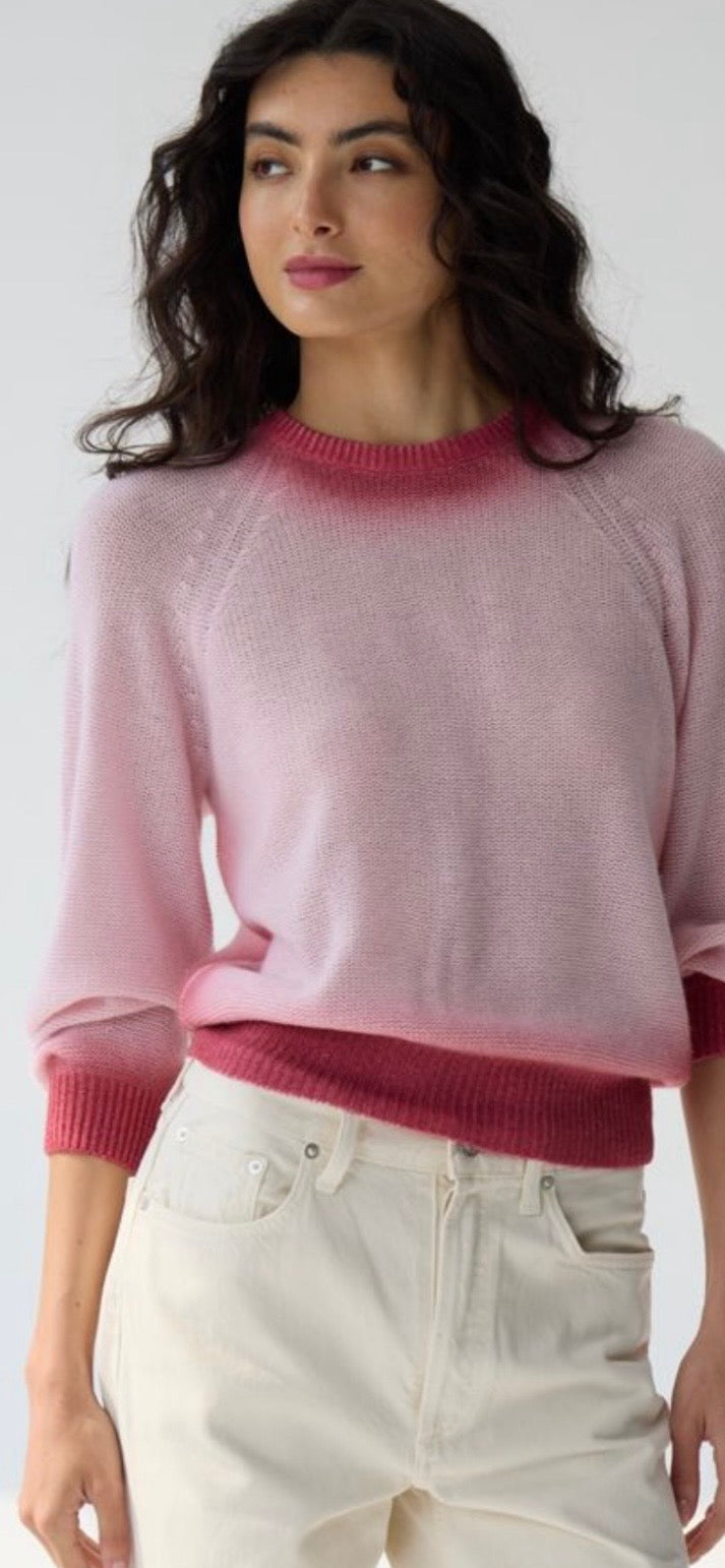 AUTUMN CASHMERE-Dip Dyed Blouson Sleeve Ragian Crew Peppermint Crew