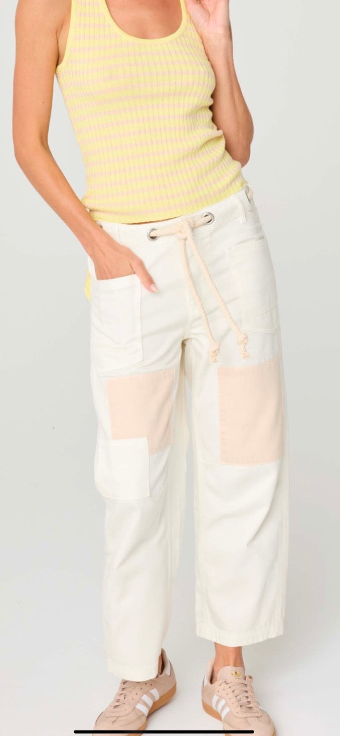 LAFATA-Nautical Patchwork Jean Ivory Multi
