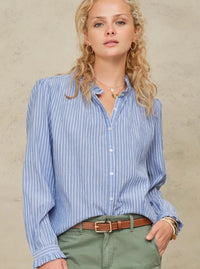 MABE-Chrissie Long Sleeve Top Blue Stripe
