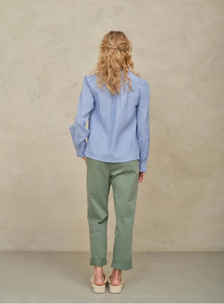 MABE-Chrissie Long Sleeve Top Blue Stripe