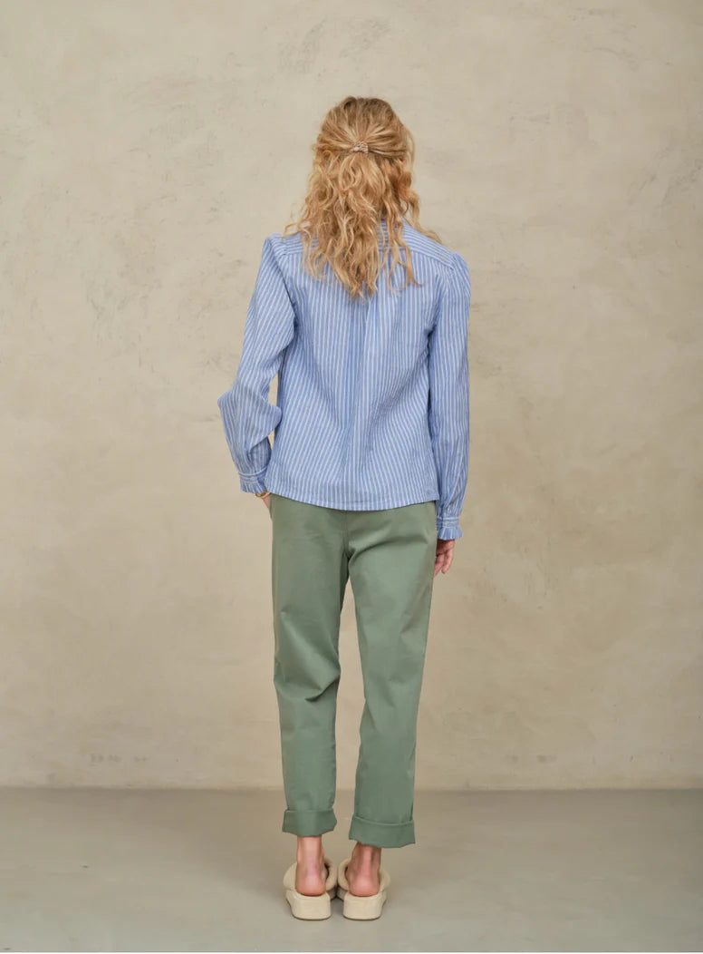 MABE-Chrissie Long Sleeve Top Blue Stripe