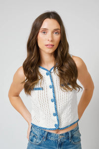 CENTRAL PARK WEST-Brooklyn Open Stitch Vest White