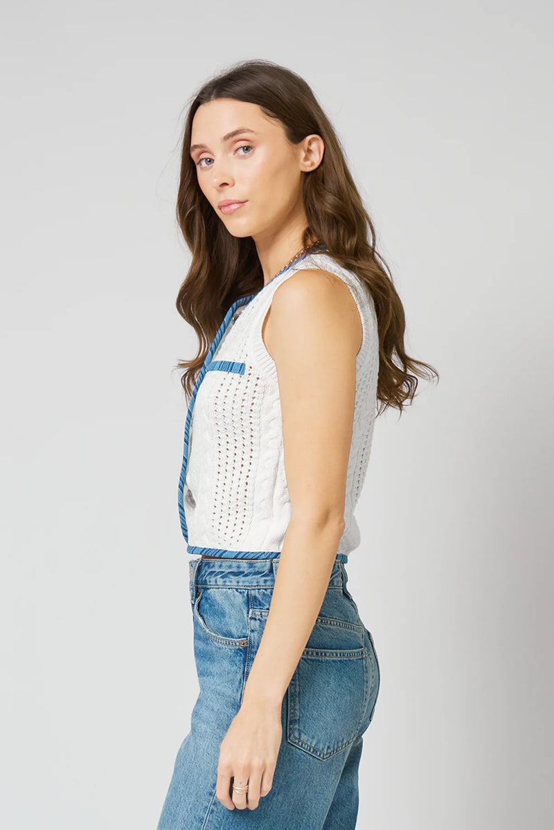 CENTRAL PARK WEST-Brooklyn Open Stitch Vest White