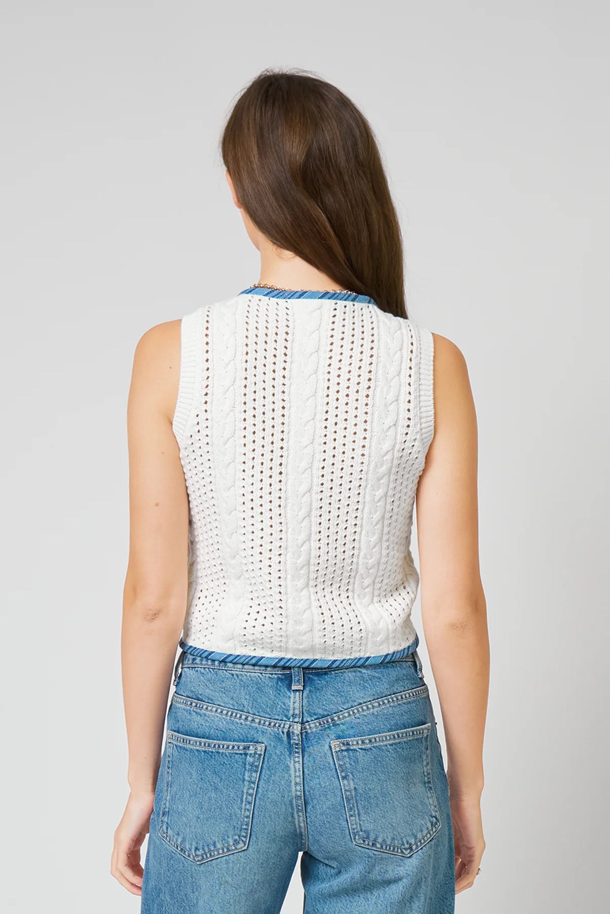 CENTRAL PARK WEST-Brooklyn Open Stitch Vest White