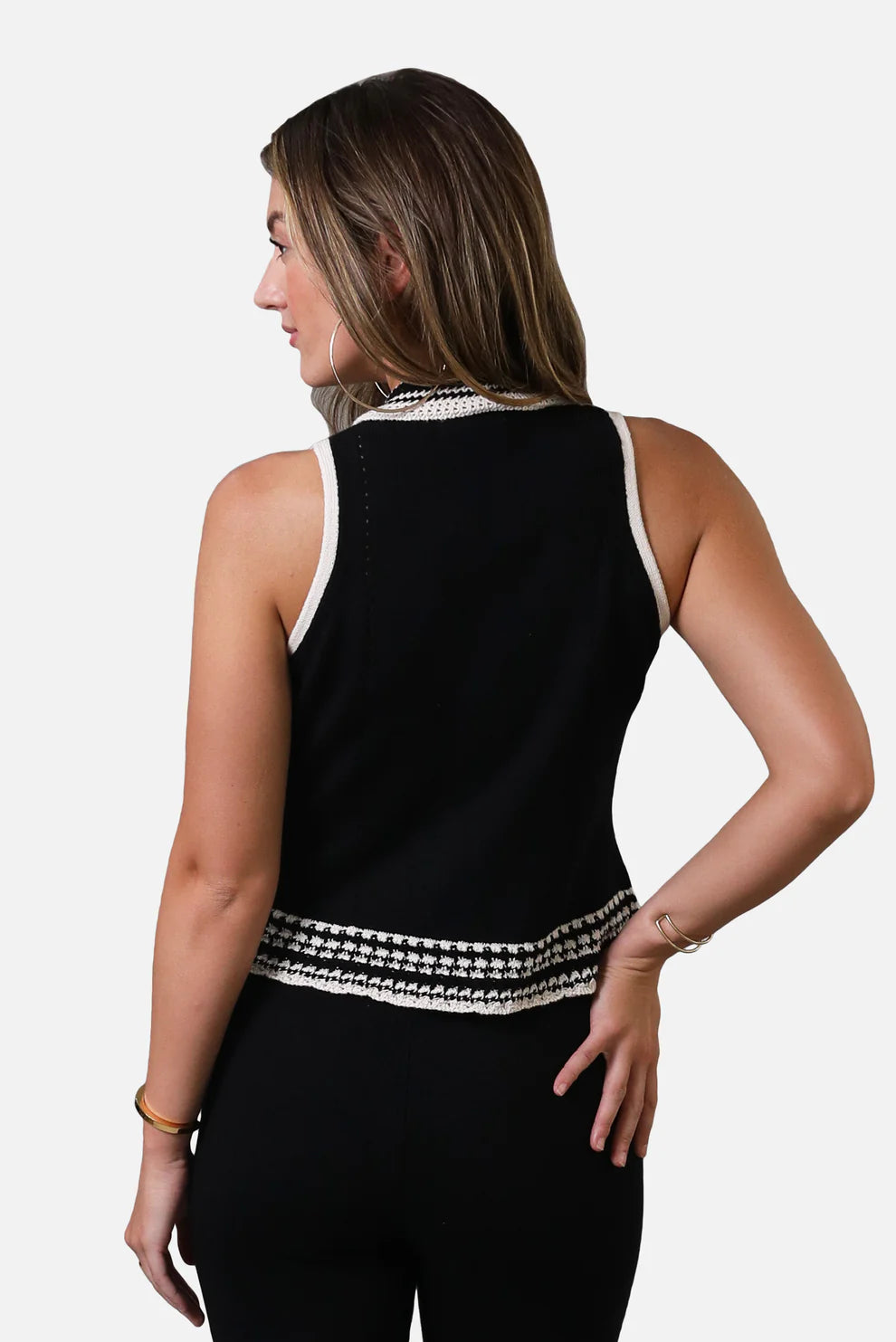 CENTRAL PARK WEST-Charli Crochet Edge Collared Top Black