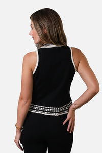 CENTRAL PARK WEST-Charli Crochet Edge Collared Top Black