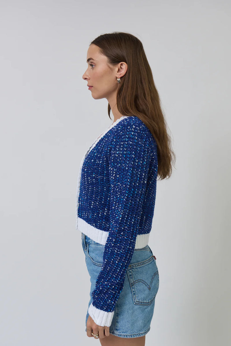 CENTRAL PARK WEST-Allie Cropped Chunky Cardigan Blue Multi