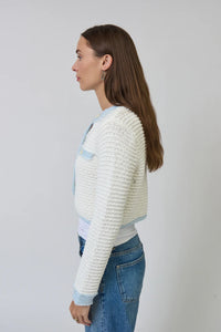 CENTRAL PARK WEST-Celeste Cardigan White Blue