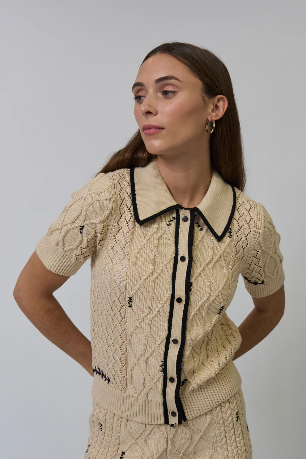 CENTRAL PARK WEST-Jaden Short Sleeve Cardi Tan