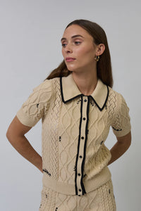 CENTRAL PARK WEST-Jaden Short Sleeve Cardi Tan