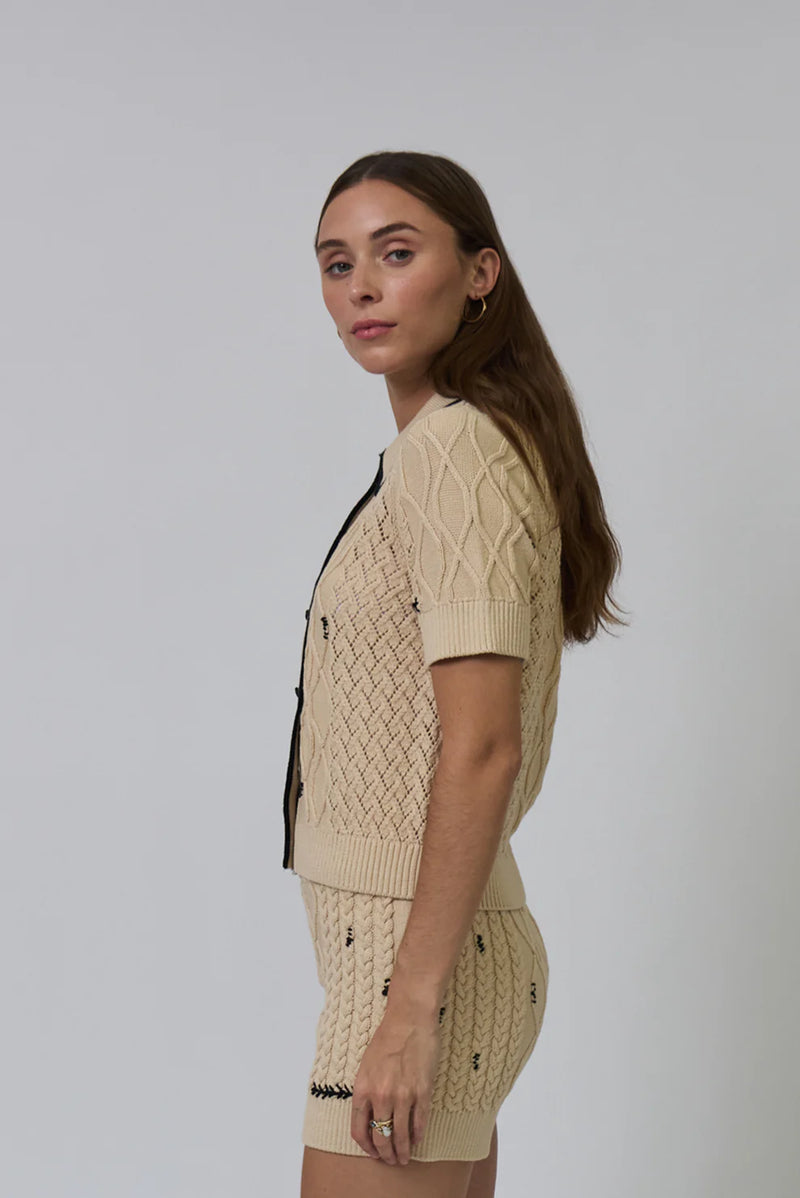 CENTRAL PARK WEST-Jaden Short Sleeve Cardi Tan