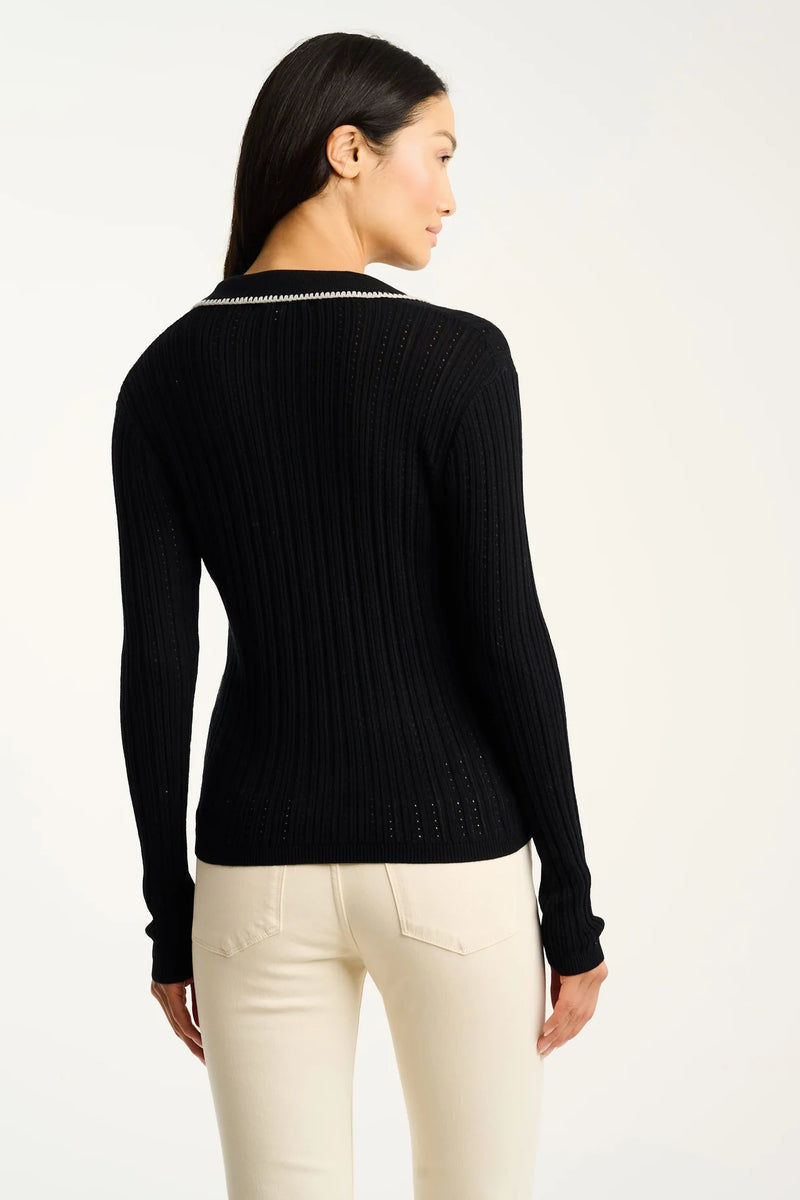 LISA TODD-Stitch Please Button Up Sweater Black