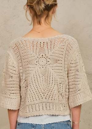 MABE-Margo Crochet Cropped Cardigan Ecru