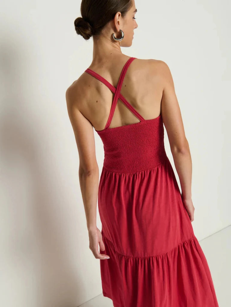 NATION-Penelope Cross Back Midi Heartbeat Red